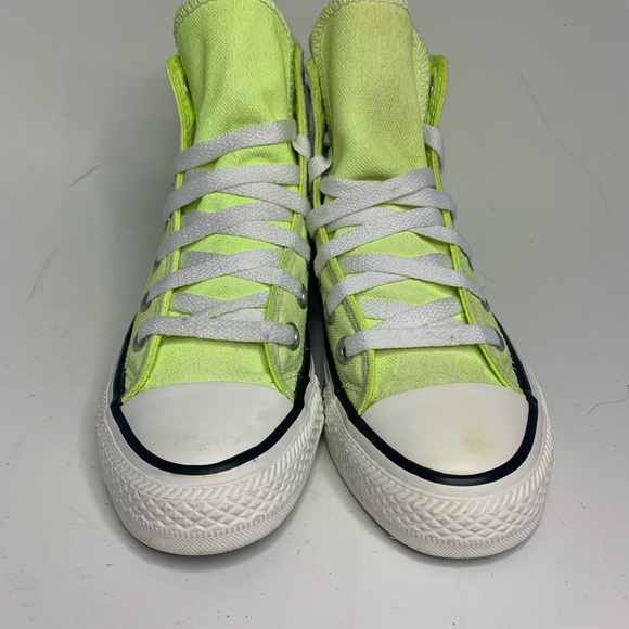 CONVERSE Chuck Taylor All Star Seasonal Neon Yellow High Top sneakers Sz 5 - Picture 8 of 12